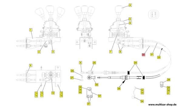 Vorwählzug Schaltung unten 2300mm